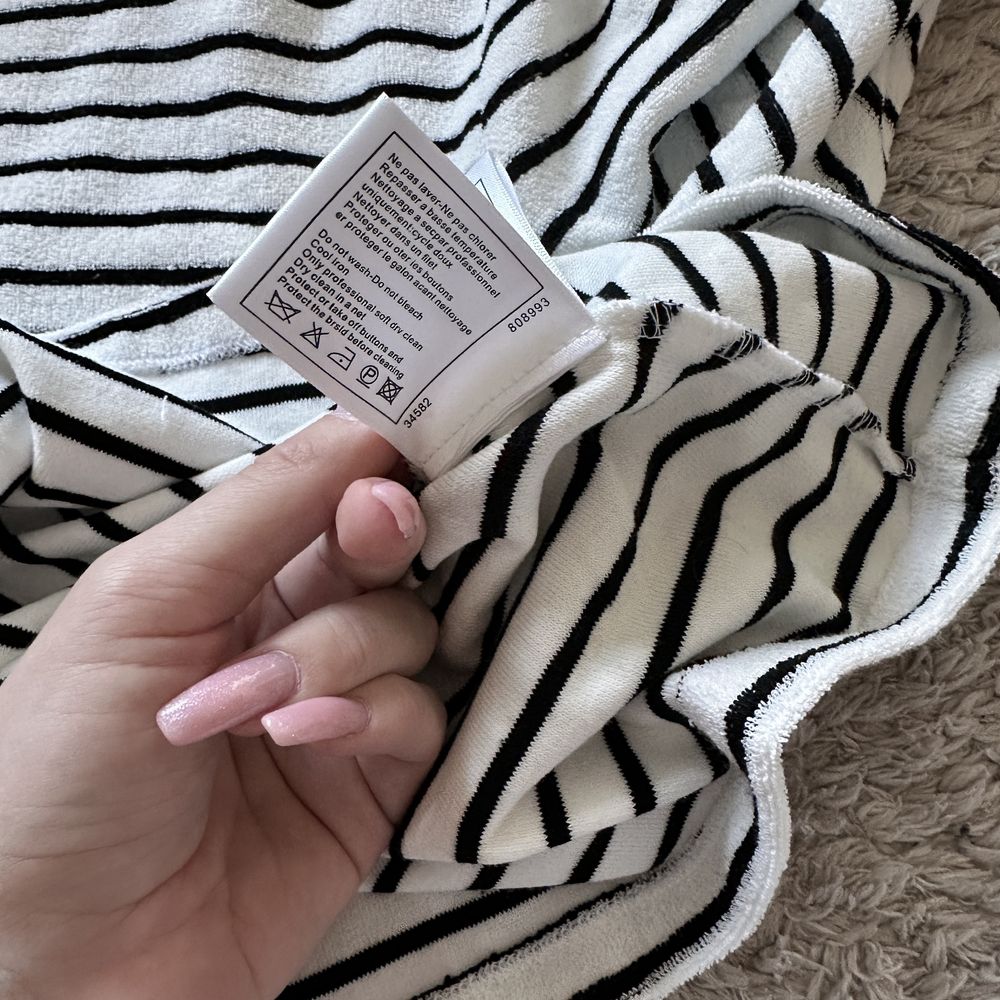 Chanel лонгслів кофта з довгим рукавом плюшева в полоску з логотипом