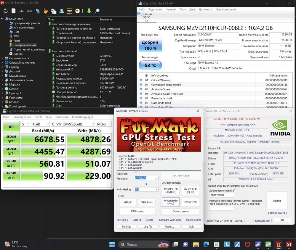 Lenovo Legion 5 Pro 16 QHD 165Hz/i7-13700HX/RTX 4060/32Gb DDR5/1Tb SSD