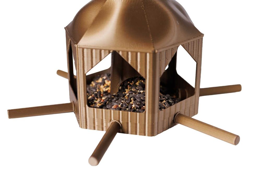 Karmnik dla ptaków Budka Domek Wiszący Stojący Na Balkon Okno ZŁOTY