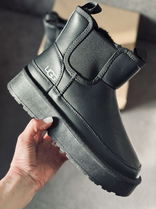 Ugg chelsea leather black кожаные черные угг челси