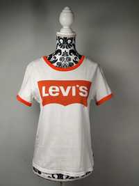 Biała bawełniana koszulka damska Levi's Orange Tab Logo Ringer S
