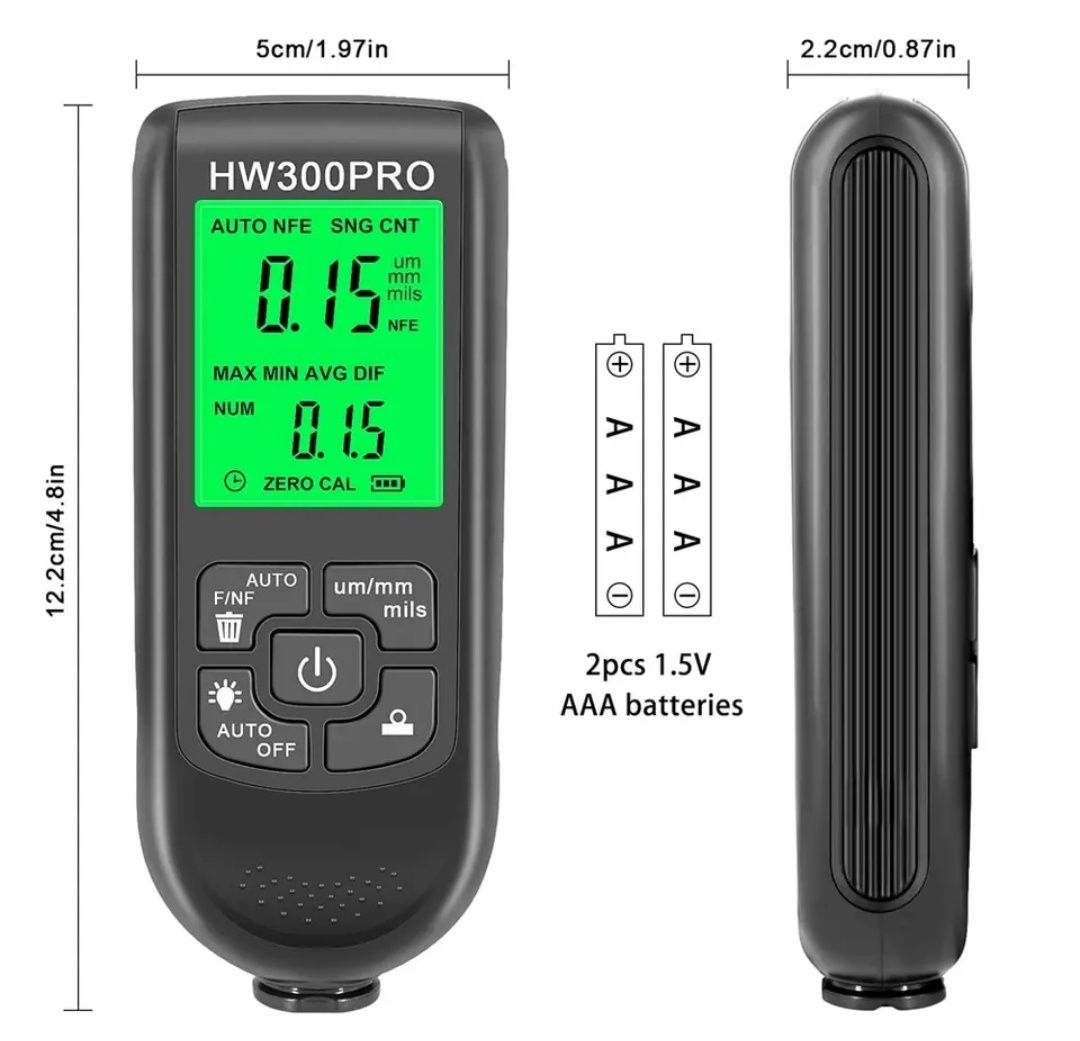 Товщиномір HW-300PRO для вимірювання товщини лакофарбового покриття