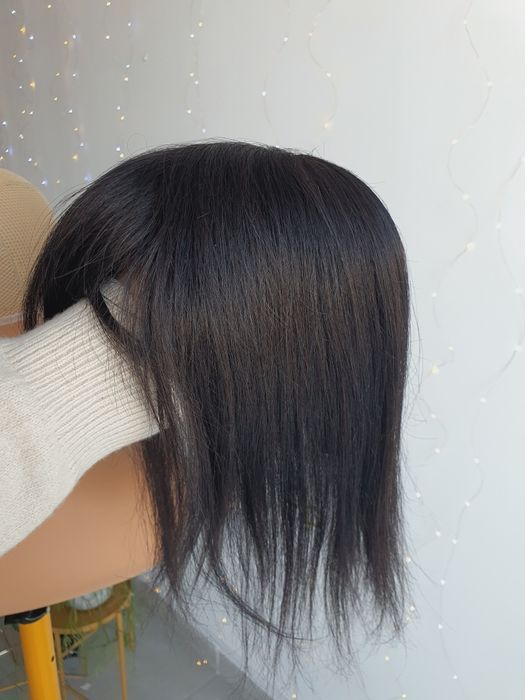 Tupet topper z włosów naturalnych czarnych Jowia 36-38 cm