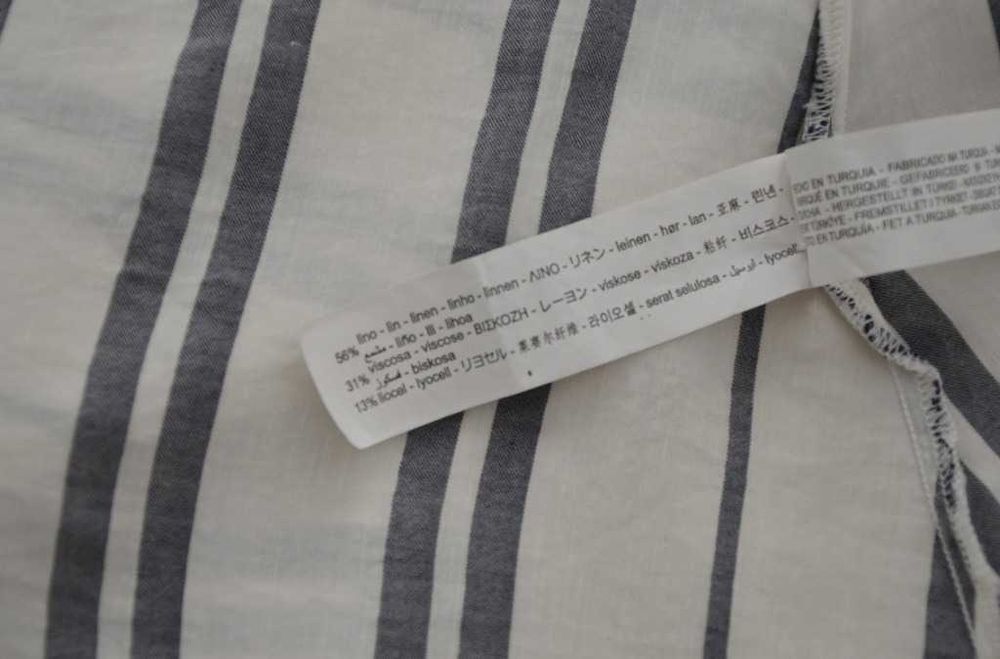 Zara długa lniana sukienka w paski len old money timeless dress 36 S