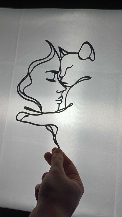 Sweet Cat Wall Art – Arte Minimalista Impressa em 3D