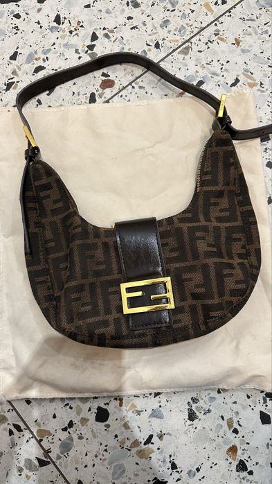 Torbka na ramie Fendi brązowa złote okłucia