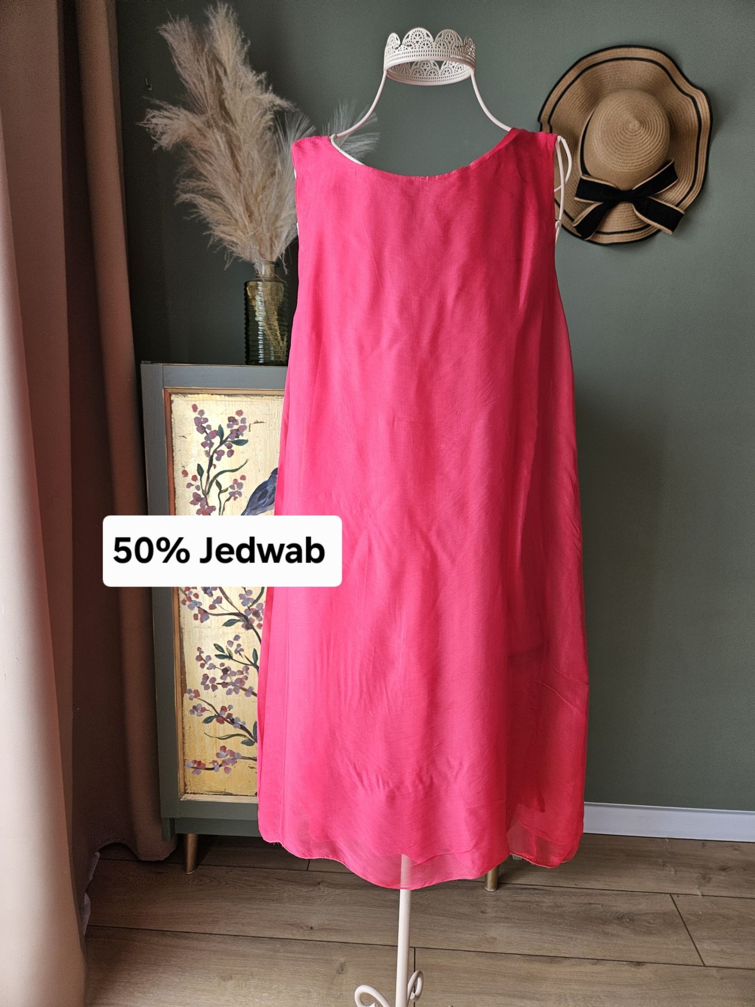 Jedwabna Tunika/Sukienka damska malinowa 50% Jedwab – Elegancja i Komf