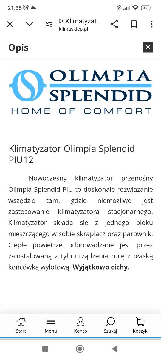 Klimatyzatory przenośny olimpia splendid PIU 12