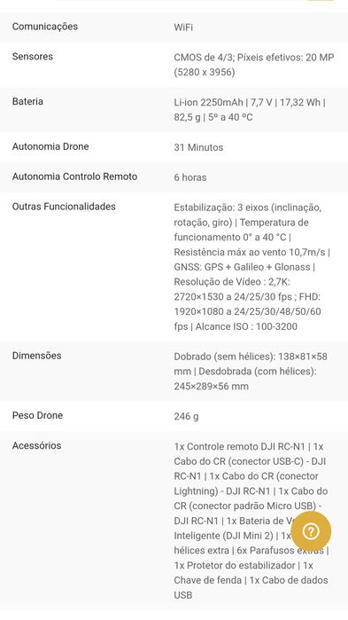 NOVO... 15 minutos de uso - DJI mini 2 SE