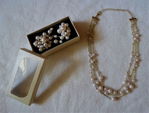 Praktycznie NOWY zestaw biżuterii perełki perły