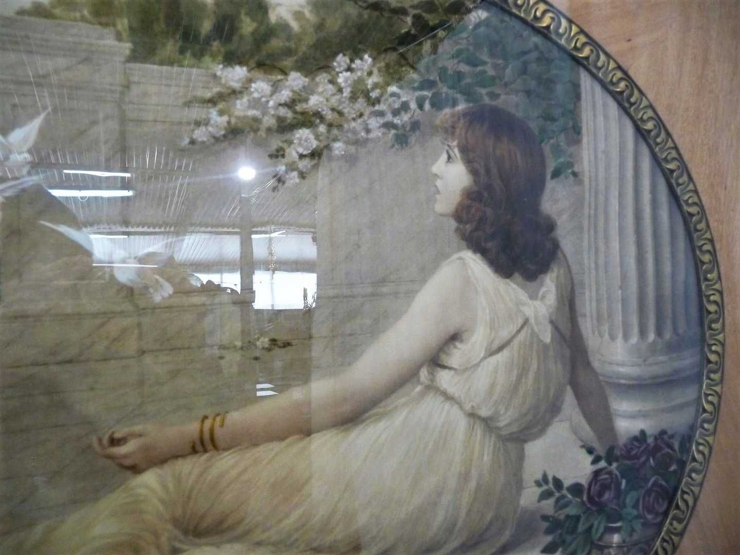 stylowe duże lustro orzechowe z obrazem 220cm