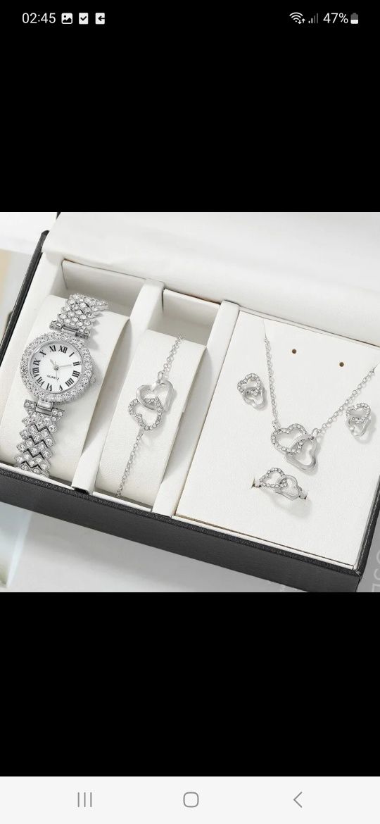 Nowy komplet biżuterii damskiej zestaw biżuteria damska srebrna serca
