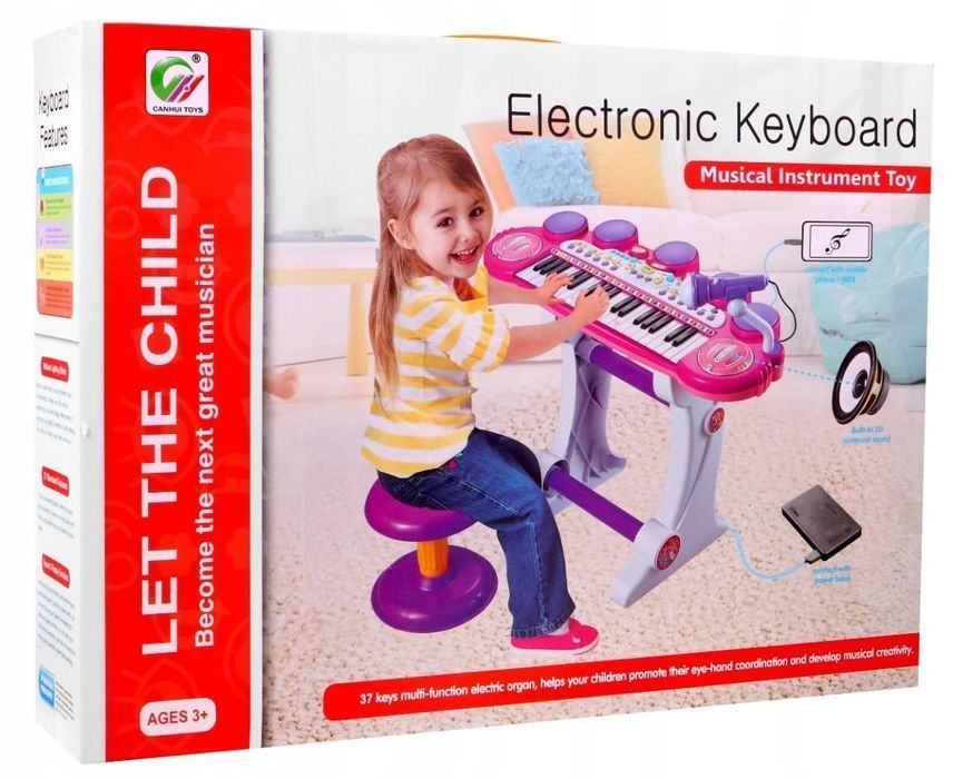 Keyboard dla dzieci MP3 USB zasilanie z powerbanku