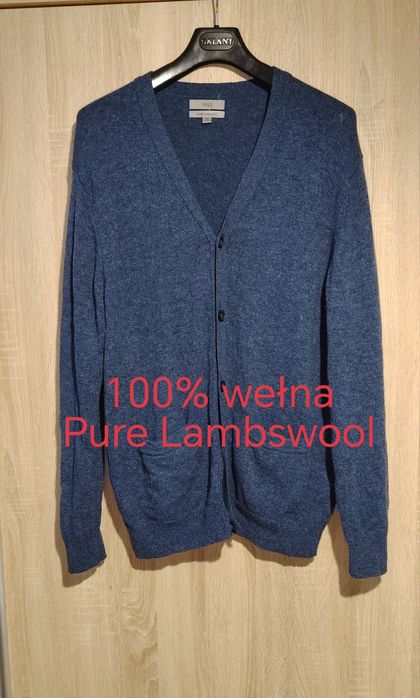 Elegancki długi kardigan oversize Marks & Spencer – XL, granatowy