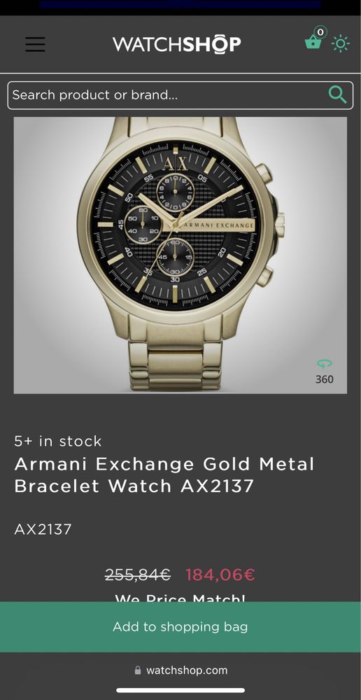 Relógio Armani Exchange Gold Metal Bracelet