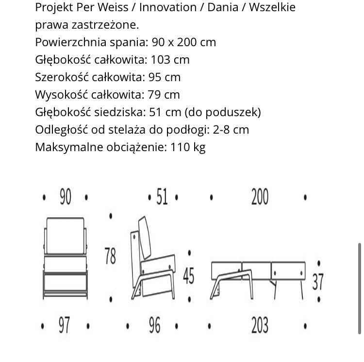 Sofa jednoosobowa rozkładana Innovation