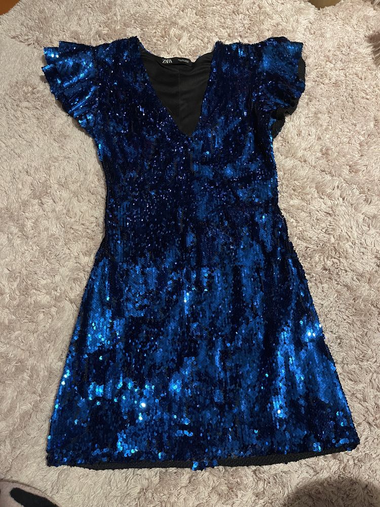 Vestido Zara Brilho / Lantejoula Azul