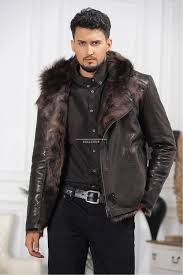 Чоловіча шкіряна дублянка,куртка зимова з хутром єнота на зріст до 175