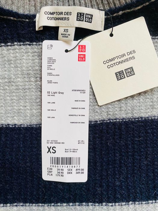 Джемпер Uniqlo Lambswool 100% вовна Crew Neck, розмір XS, сіро-синій