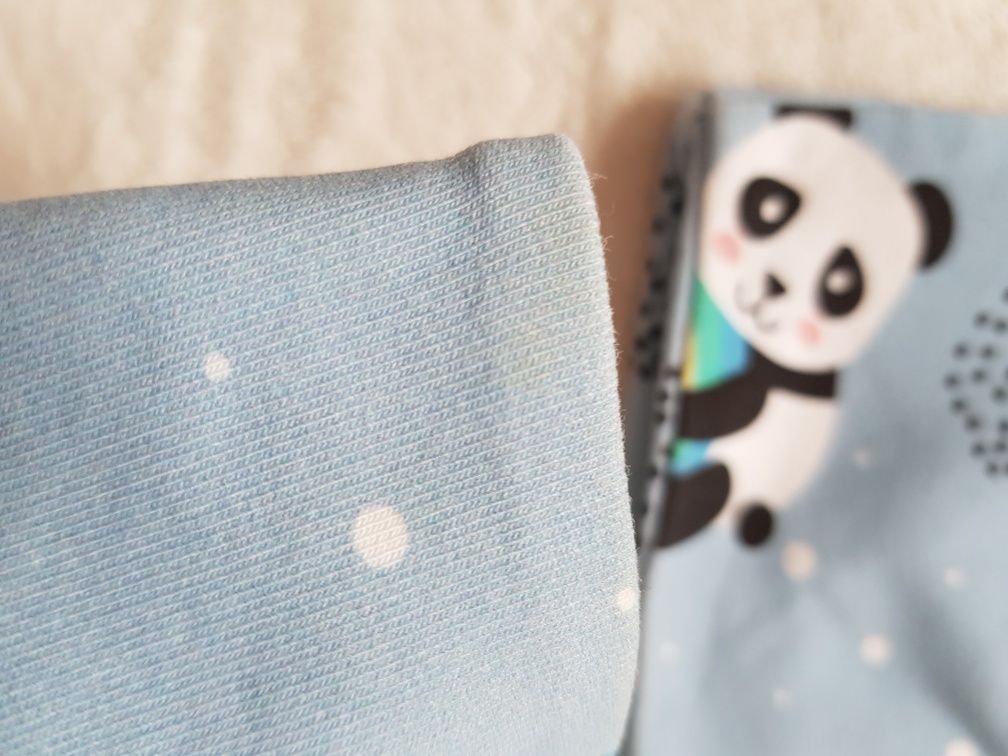 Komplet na wiosnę jesień panda tęcza niebieski 62 opaska czapka chustk