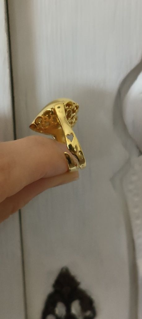 Anel em prata dourada coração