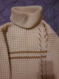 Свитер женский вязаный светр жіночий беж бежевый XL под горло