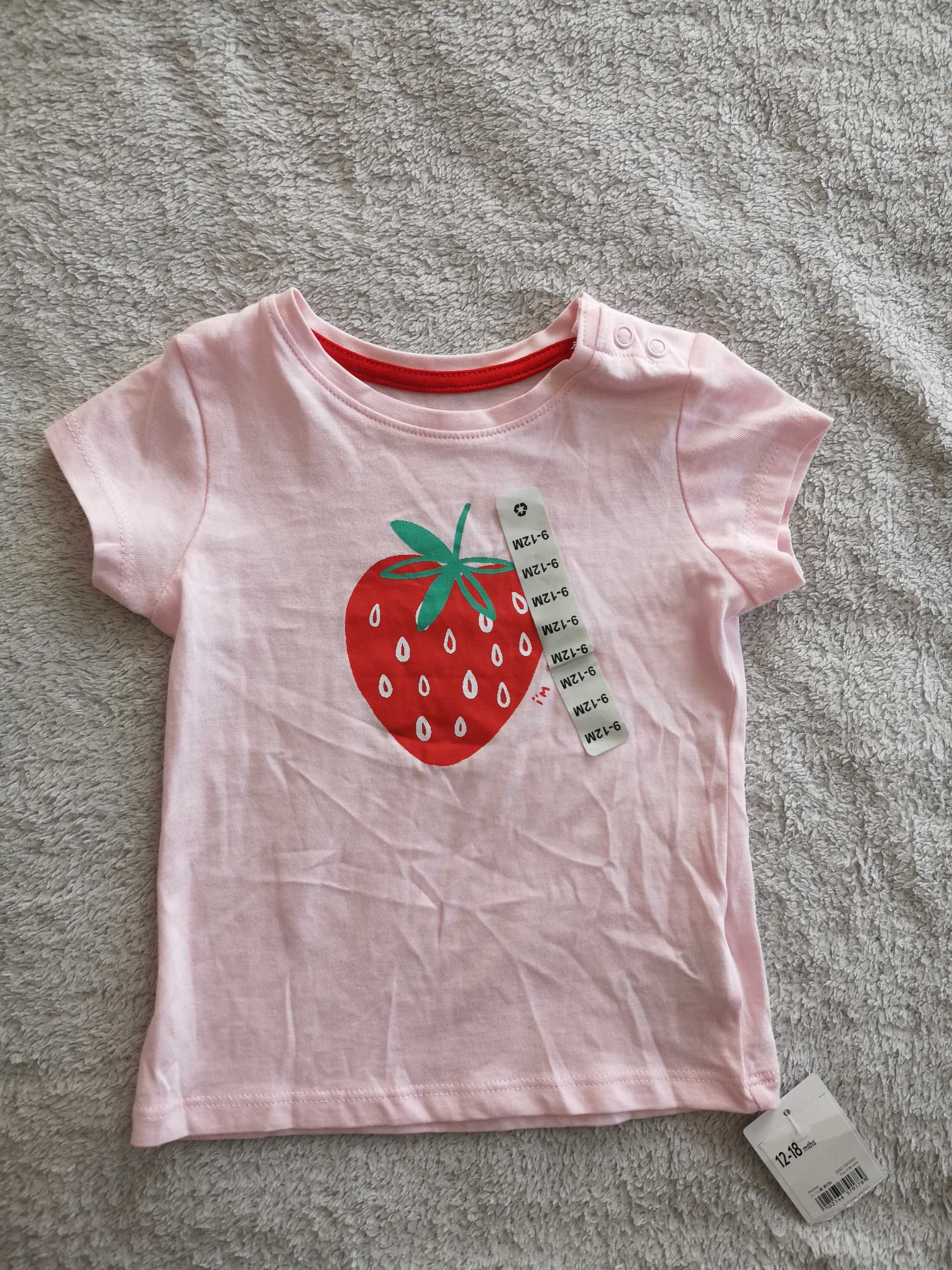 Nowa różowa bluzka z krótkim rękawem truskawka Mothercare 86