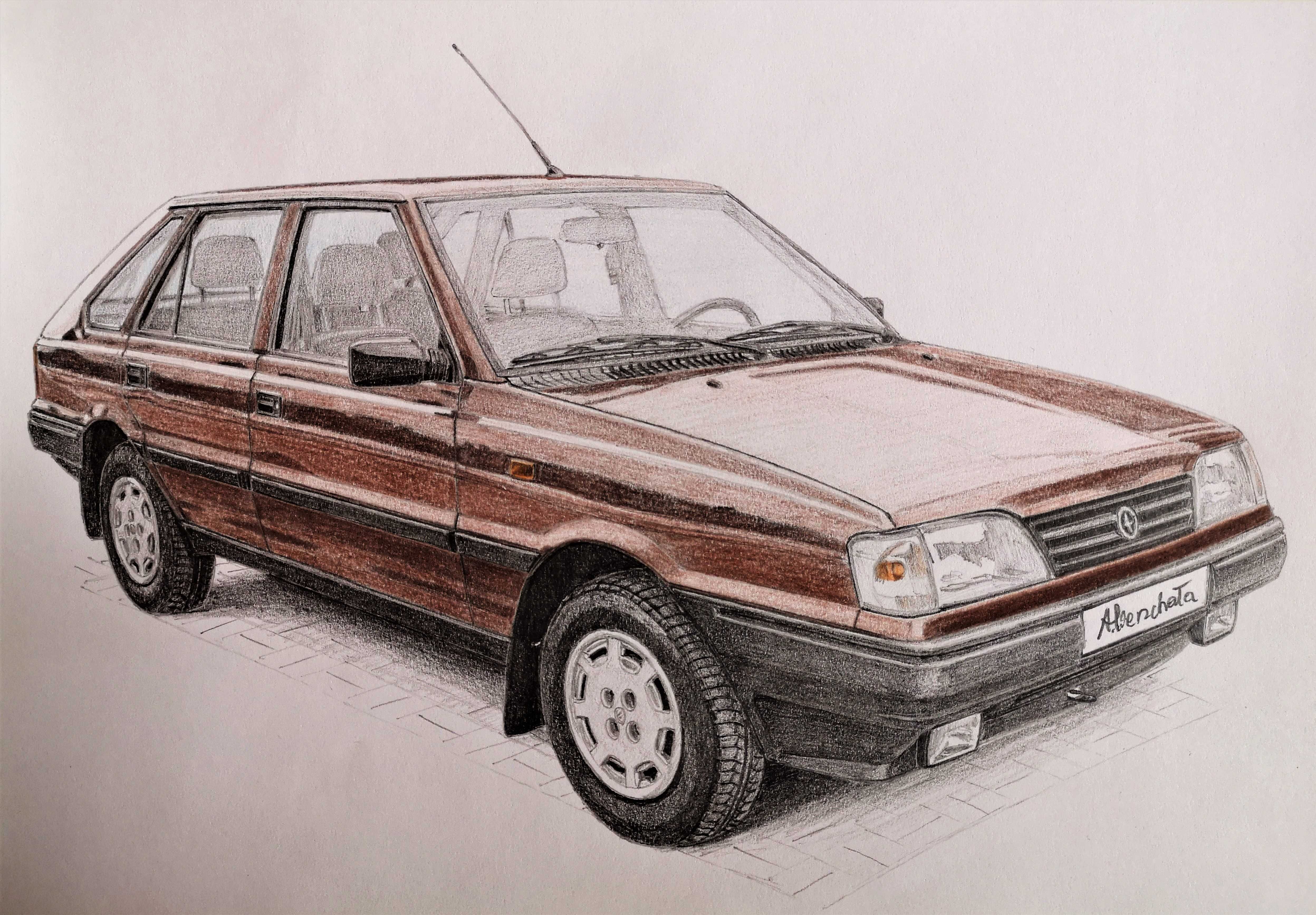 Rysunek samochodu FSO Polonez Caro format A4