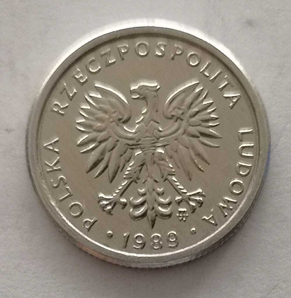 Moneta PRL 1 złoty 1989r.Al. Stan monety okołomenniczy.