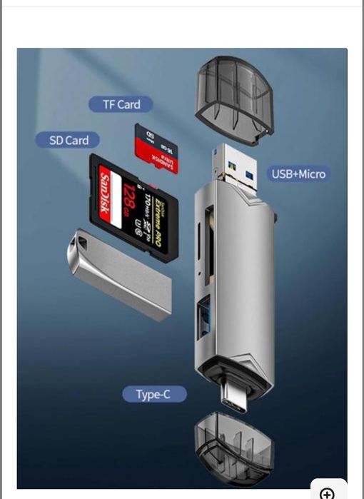 Картридер картрідер 6 в 1 D-398 OTG адаптер USB 3.0 (USB, Type-C, Micr