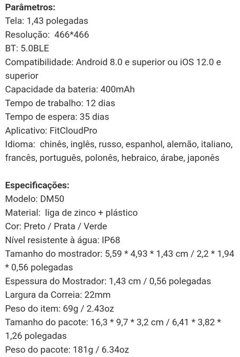 Smartwatch DM50 Amoled