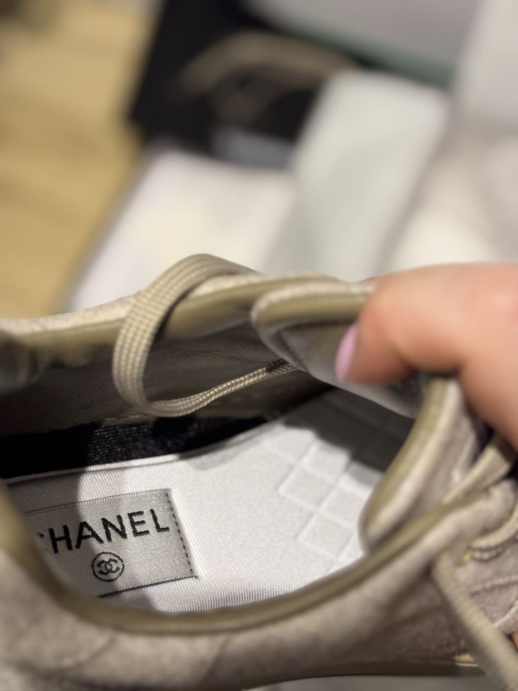 Кросівки chanel нова колекція бежеві та сірі