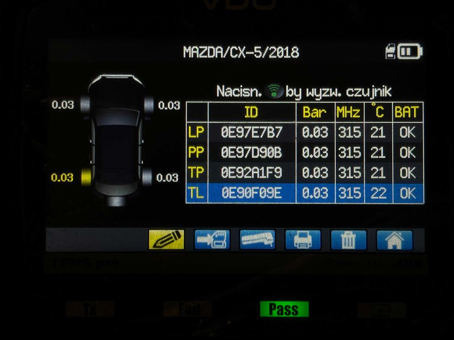 4x czujniki ciśnienia TPMS MAZDA 2 3 5 6 CX-5 CX-7 315MHz BHA437140