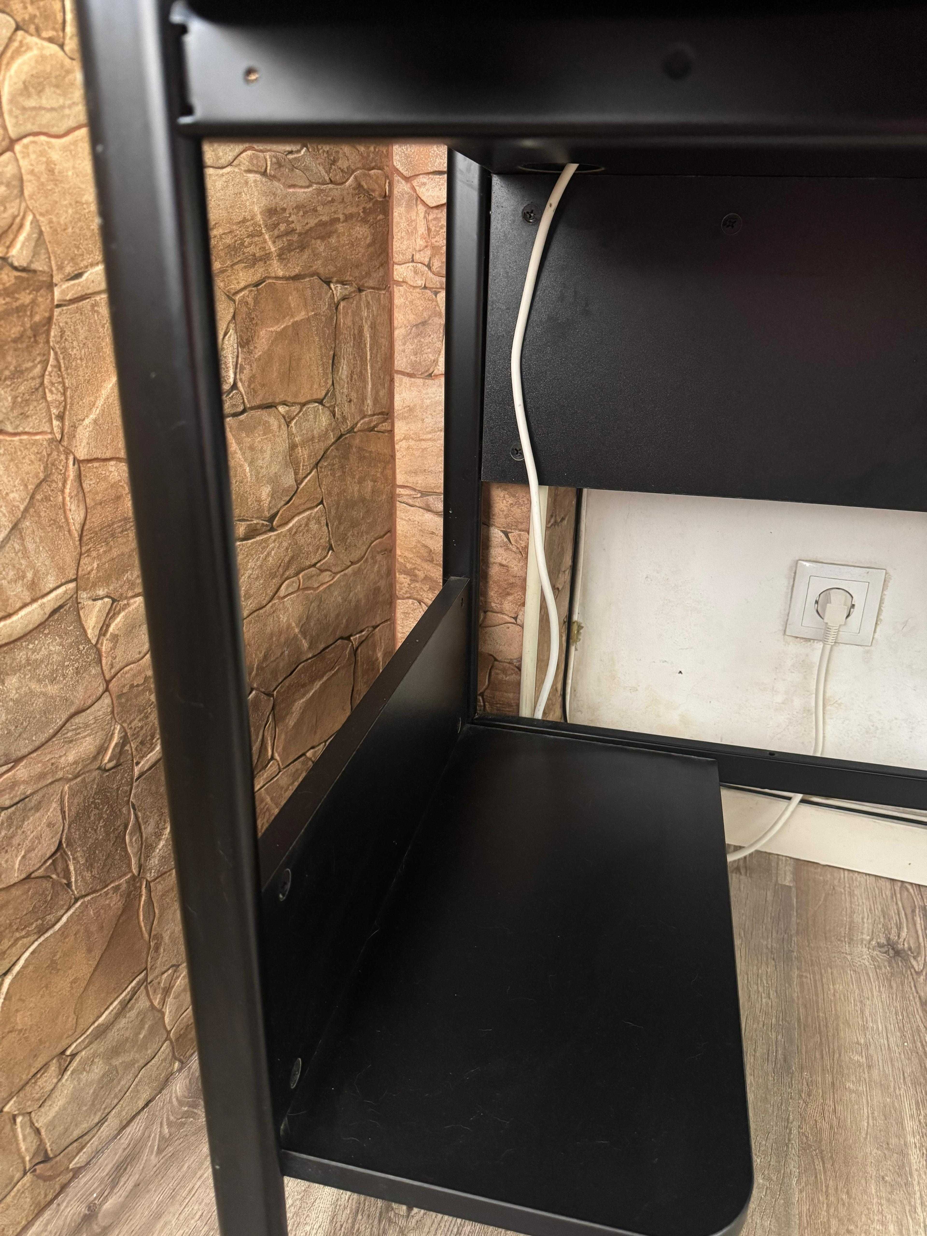 Secretária p/gaming, preto, 140/185x74x146 cm