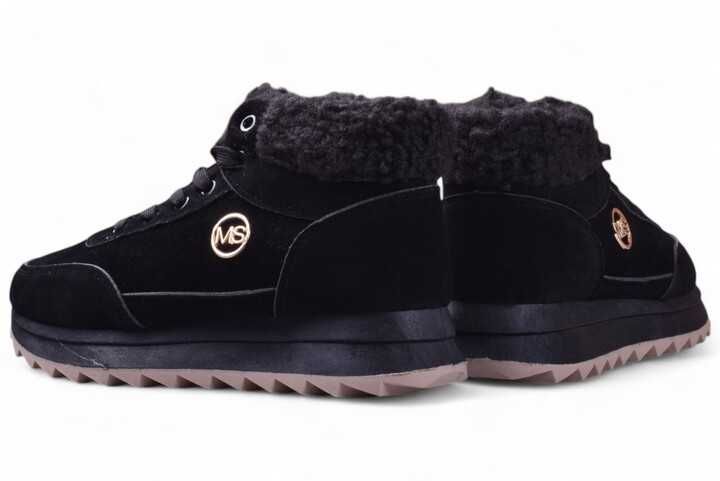 Buty Damskie Sneakersy MS Zimowe Ocieplane za kostkę czarne r.38