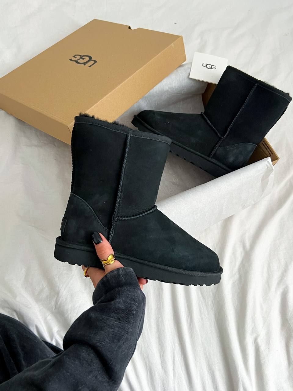 Original Ugg Classic || Short Black натуральна замша, овчина угги