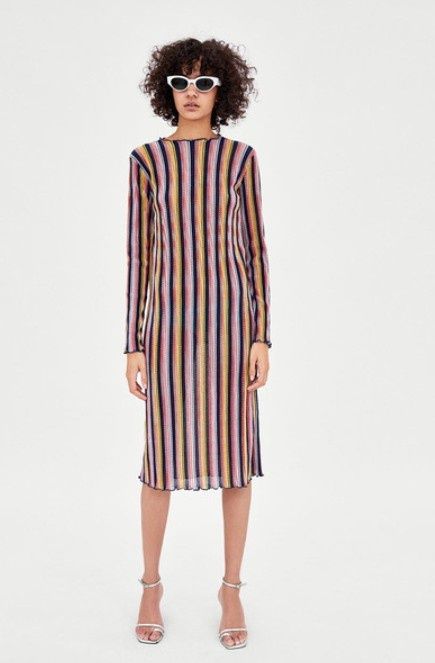 Zara midi sukienka w paski elstyczna s