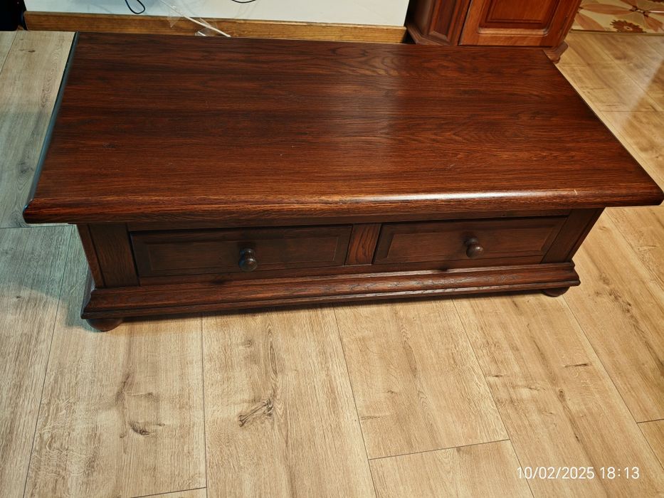 Ława / Stolik / Szafka pod TV z szufladami z drewna dębowego