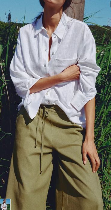 Spodnie culotte Zara l 40 xl 42 len linen viscose wiskoza szerokie