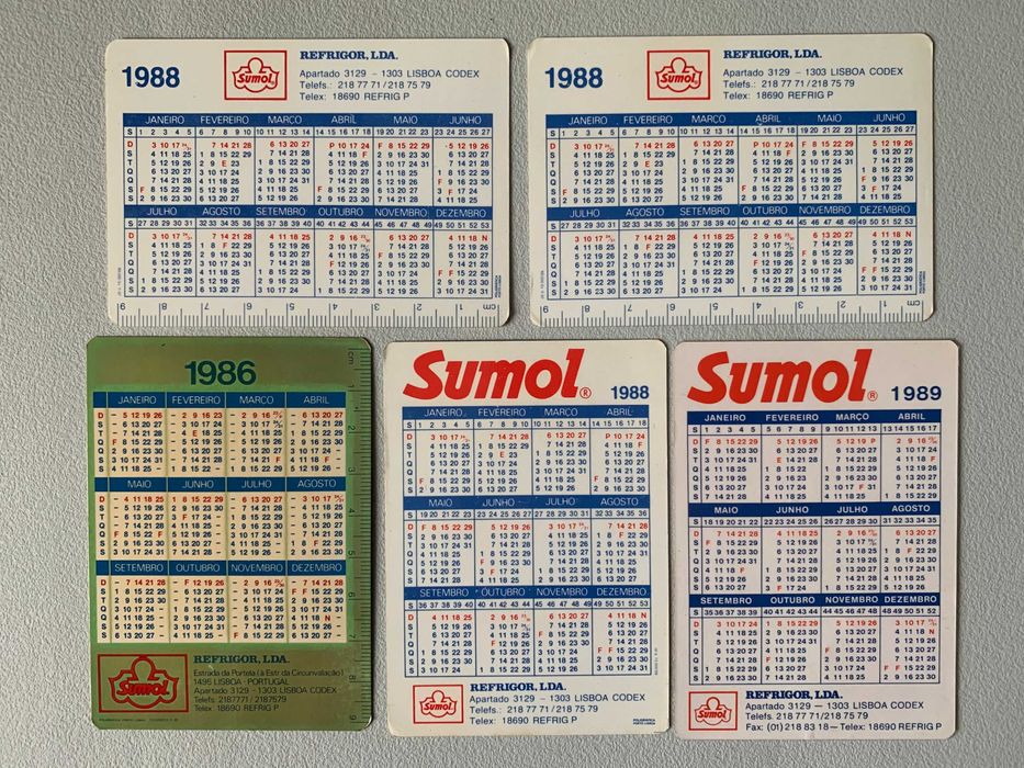 Calendários Anos '80 - Sumol (preço unitário)