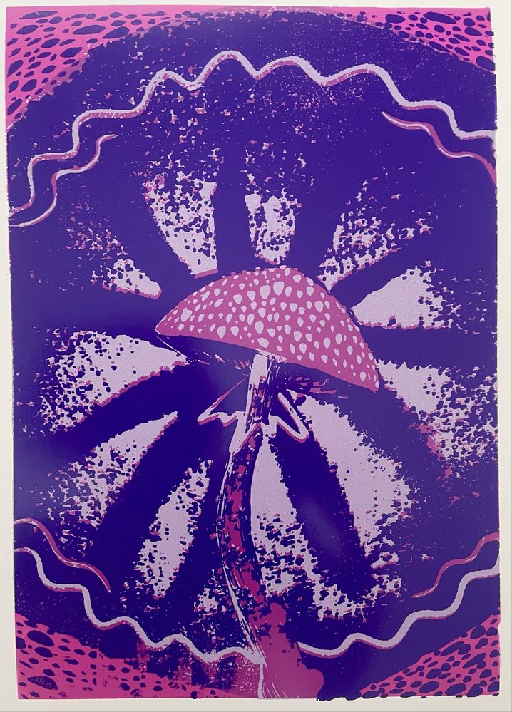 Sitodruk, serigrafia grafika grzyby