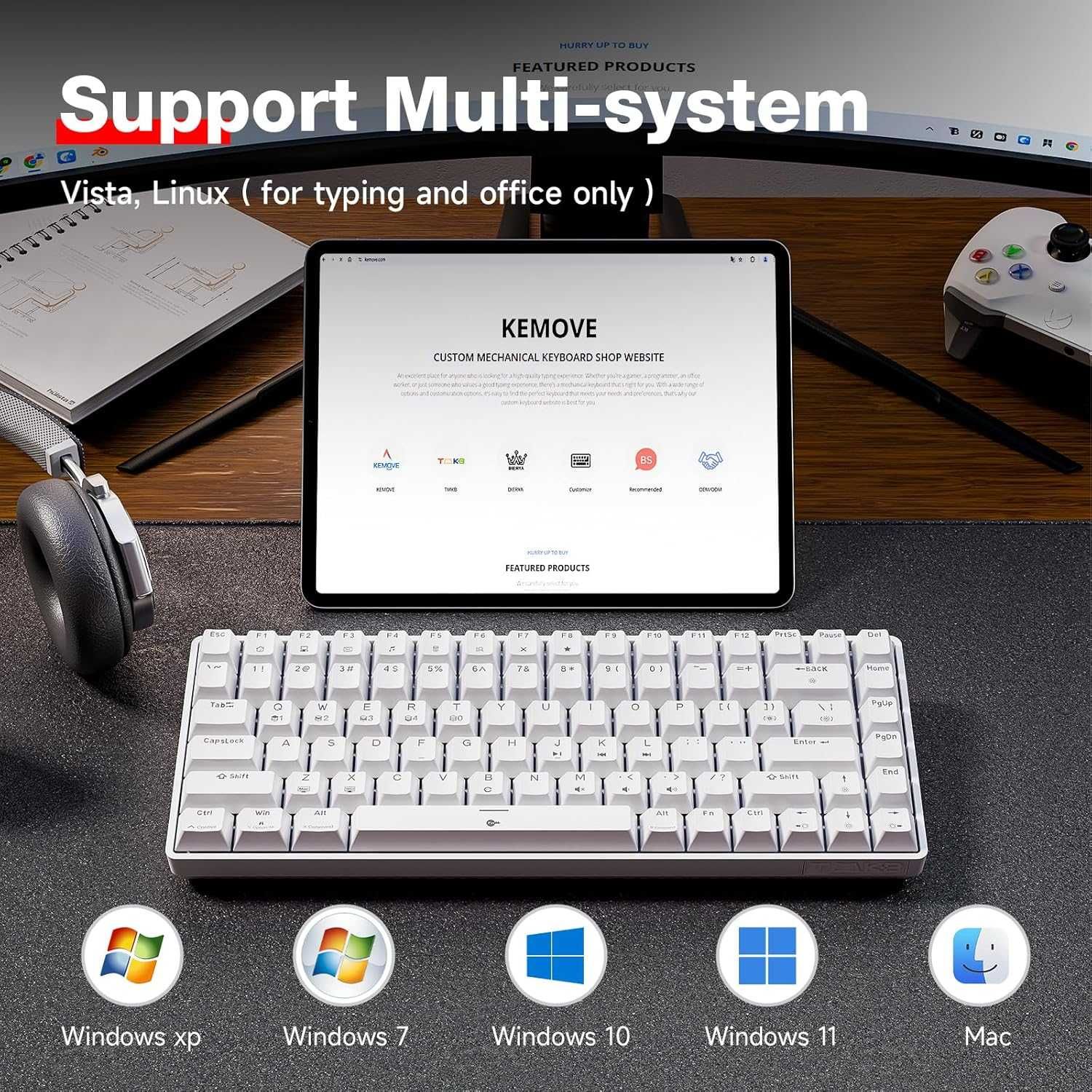 TMKB T84SE mechaniczna klawiatura gamingowa biała RED Switch