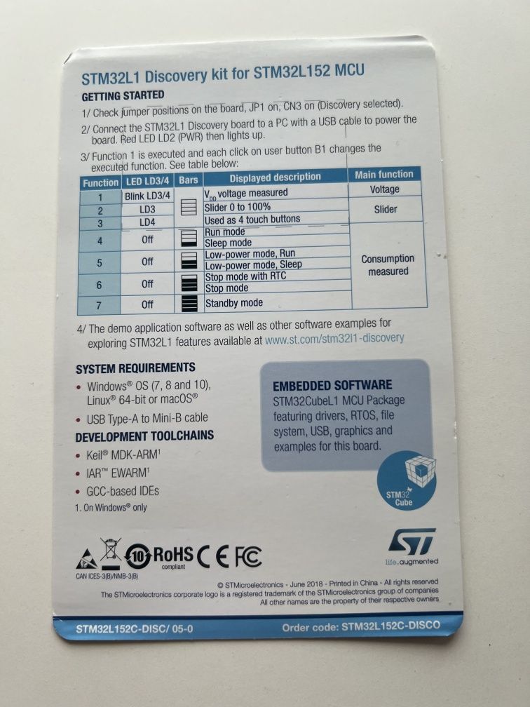 Mikrokontroler STM32 L152 MCU Discovery kit