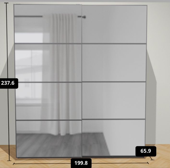 Szafa ikea PAX, 200x235, lustra, szuflady, półki, bardzo pojemna