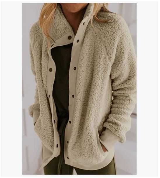 Damska kurtka pluszowa, rozmiar M, kolor beżowy