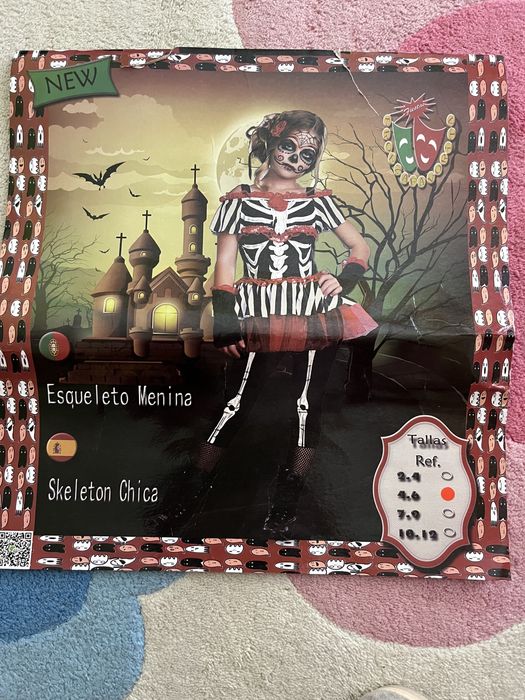 Fato Carnaval Esqueleto Menina