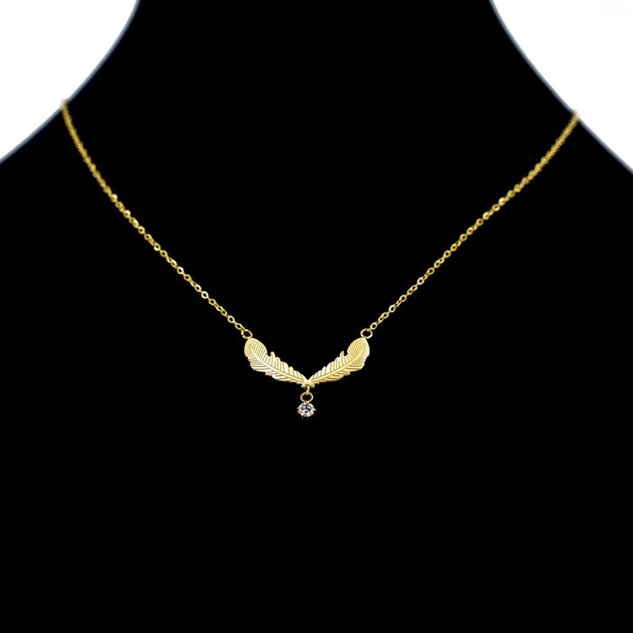 Łańcuszek Skrzydła Cyrkonie Złota Stal 00673