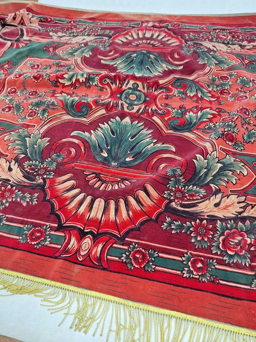 stary secesyjny welurowy kilim, obrus, narzuta