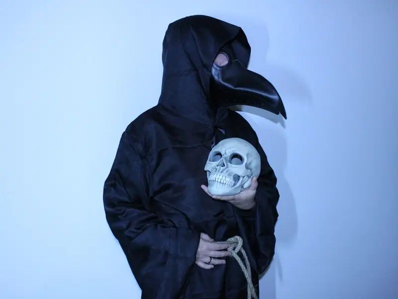 Костюм Чумной Доктор Смерть  Маска Доктор Чума Плащ черный Хэллоуин