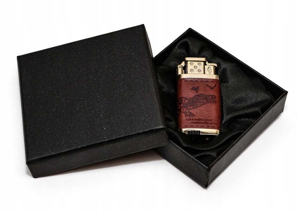 Zapalniczka Żarowa Na Gaz Metalowa Prezentowa Skóra W Pudełku Prezent